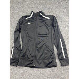 Nike Jacket Womens Medium Black Full Zip Track Training Swoosh Athletic Warm Up